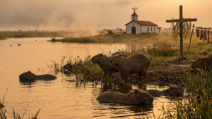 Carne de chigüire seco y salado preparado para el guiso tradicional de Semana Santa en un entorno llanero.