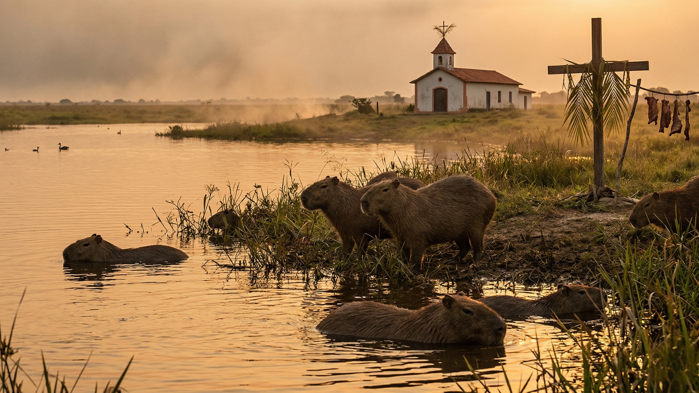 Carne de chigüire seco y salado preparado para el guiso tradicional de Semana Santa en un entorno llanero.