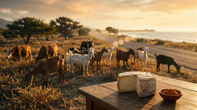 Preparación gourmet de chivo margariteño destacando sus ingredientes locales y texturas en un emplatado moderno y elegante.