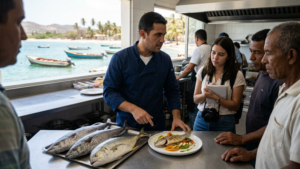 Fresco pescado azul en Venezuela, rico en Omega 3, listo para aplicar técnicas de cocción sostenible a baja temperatura.